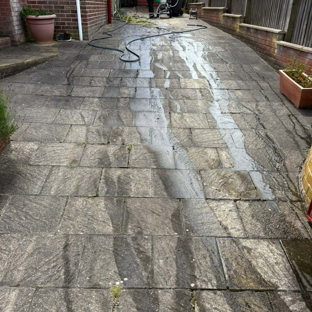 Outdoor paving cleaning by LR Exterior Cleaning